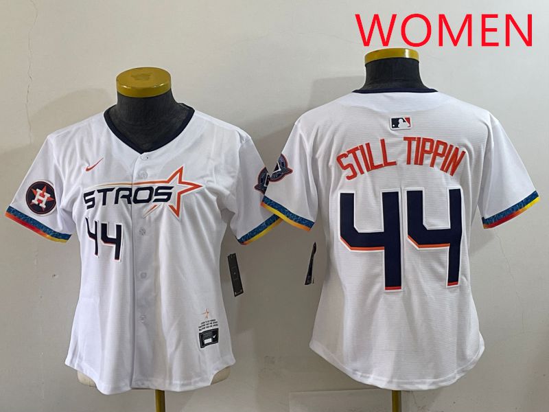 Women Houston Astros #44 Still Tippin White Four generations Joint Name 2025 Nike MLB Jersey style 7->women mlb jersey->Women Jersey